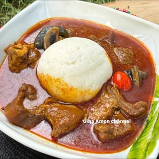 Fufu With Palm Nut Soup