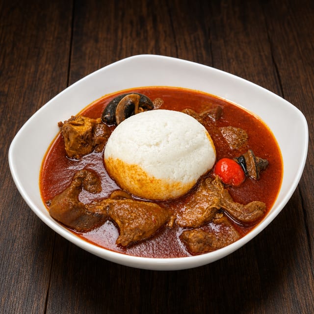 Fufu With Palm Nut Soup.